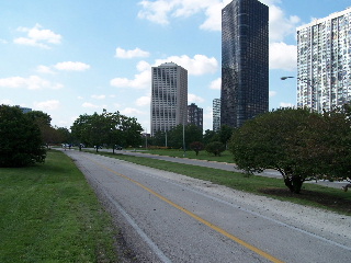 tall buildings on the north end of the lakefront trail